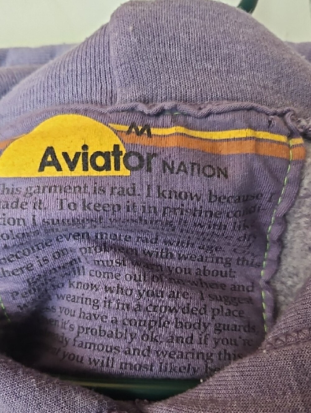 Aviator Nation Lavender Hoodie with Diagonal Purple Ombre Stripes - Picture 2 of 5